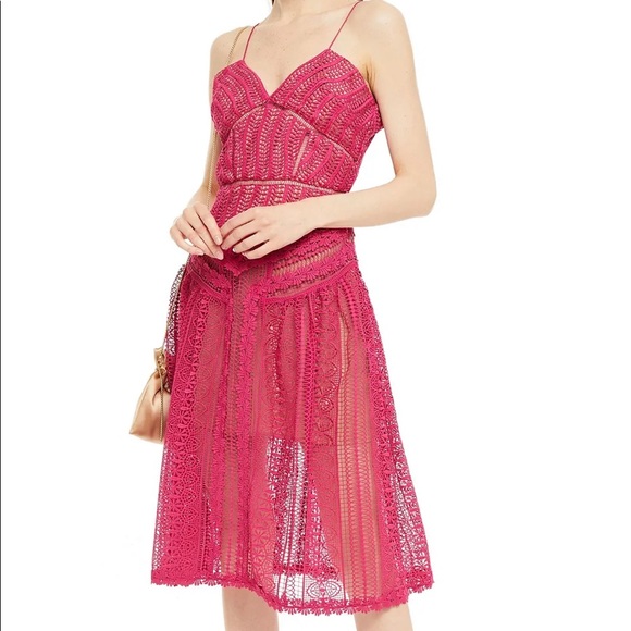 NWT self-portrait barbie pink lace midi dress - Picture 1 of 4